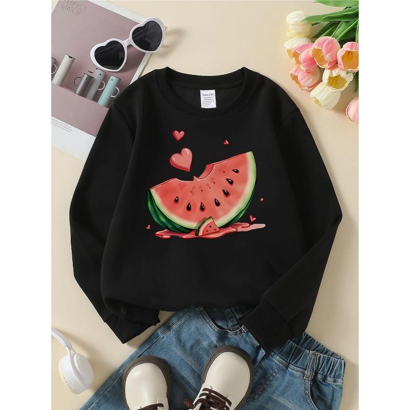 A Trendy Crewneck Sweatshirt Featuring Watermelon Love Hearts, Perfect for Summer Sweetness