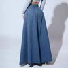 Denim Skirts Women Long Skirt A Line Single Breasted High Waist Jeans Vintage Maxi Simple Casual Elegant Splice Y2k Streetwear