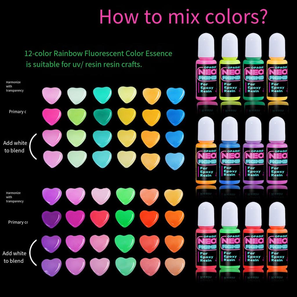 Thick Resin Coloring Pigment High Concentration UV Stable Dye with Cap Bottle 10ML Capacity Suitable for Art