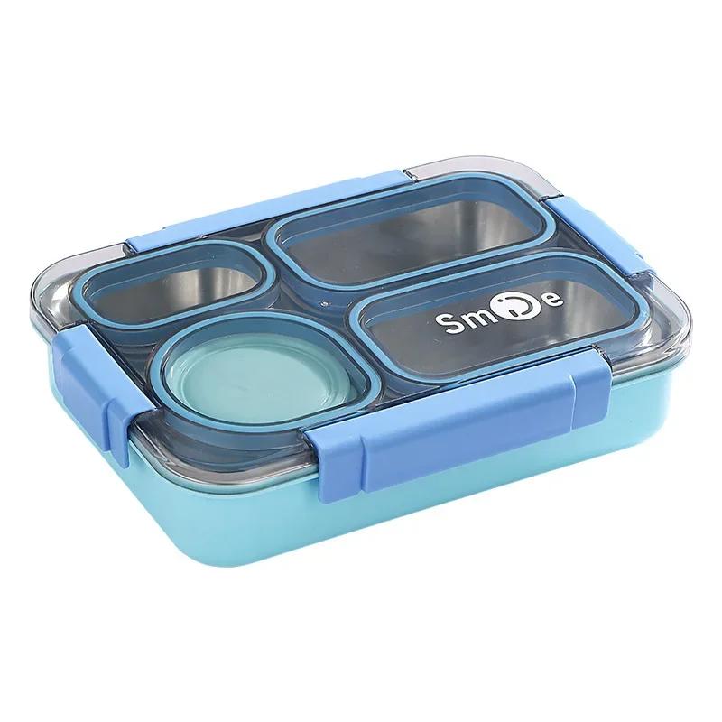 4 Divided Stainless Steel Compartments Bento Lunch Box Kids Insulated Lunch Box for School Office Kitchen Food Storage Container