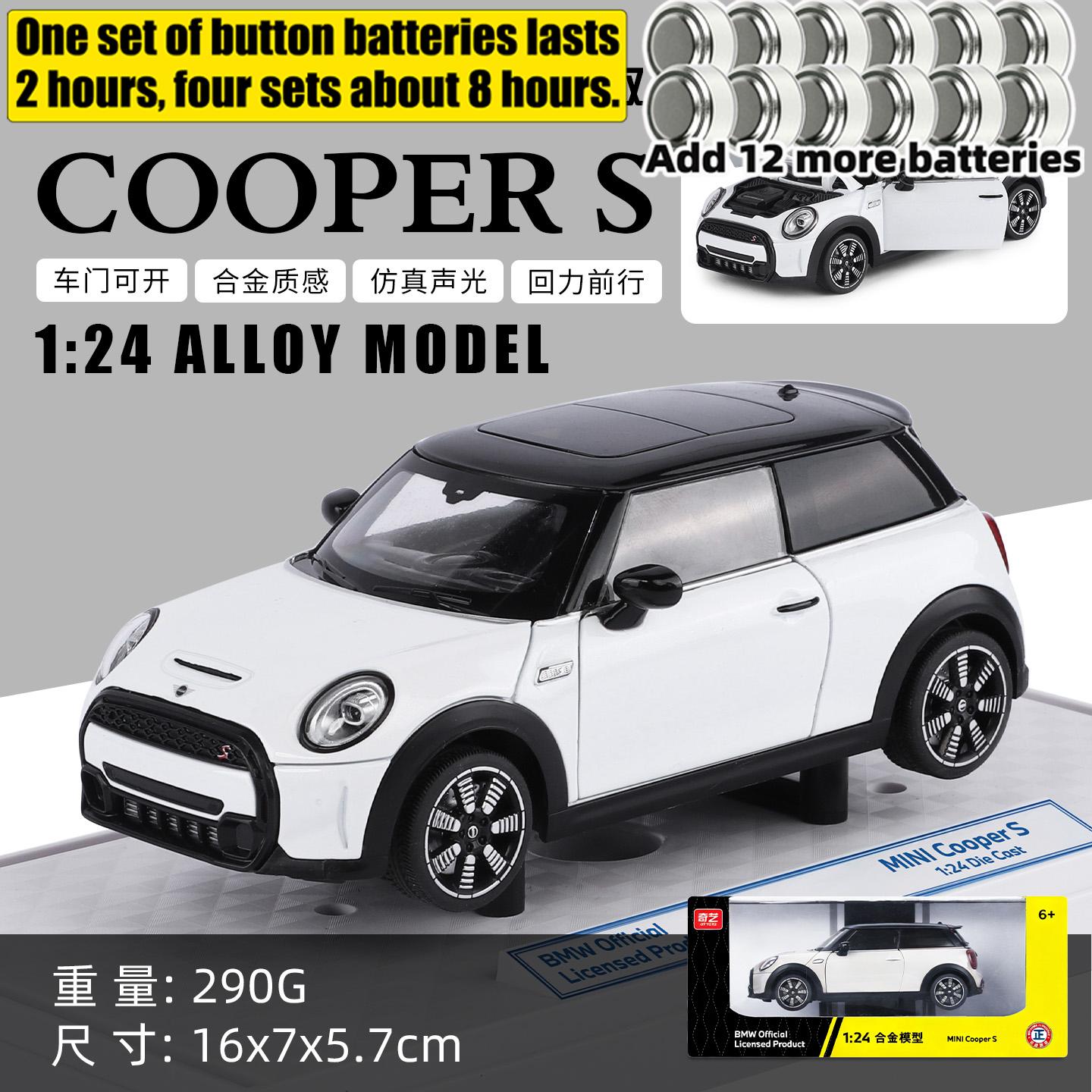 1:24 Bmw Mini Cooper S F56 Hatchback Sport Compacte de Luxe Modèle Réduit en Alliage Voiture Jouets Ornements Son et Lumière Collections