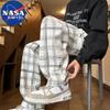 NASA MARVEL Men's Plaid Straight-Leg Casual Pants