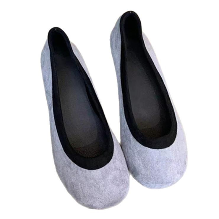 Soft leather version~ retro round head shallow mouth single shoes with skirt flat ballet shoes one pedal versatile grandma shoes women
