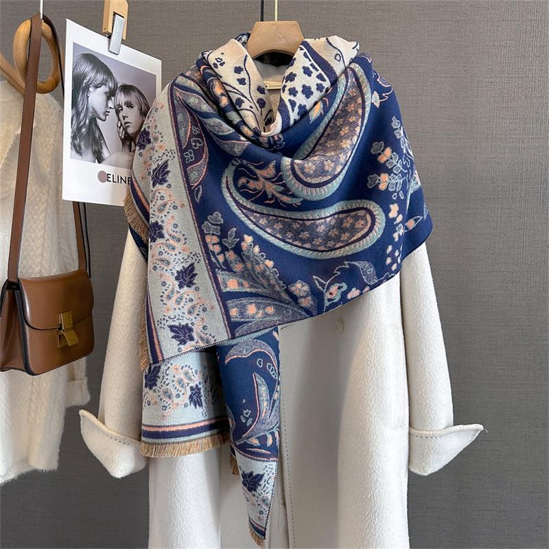 Winter Warm Cashmere Scarf for Women Luxury Pashmina Blanket Thick Shawl Wrap Neckerchief Fashion Bufanda Echarpe Poncho