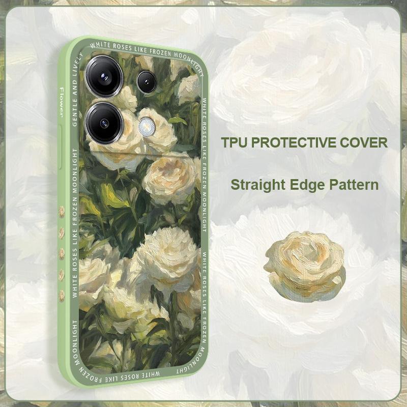 Elegant White Rose Phone Case For Xiaomi Poco F7 X7 X6 F6 M6 M5 M5S F5 X5 F4 X4 M4 F3 M3 X3 Pro 4G 5G GT Silicone Cover