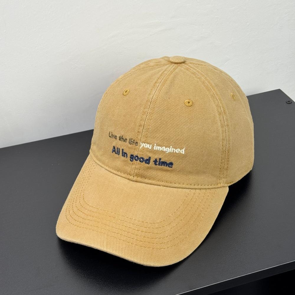 Fashion Hat autumn and winter new Korean version color letter embroidered baseball hat men and women sunshade simple big head circumference soft top