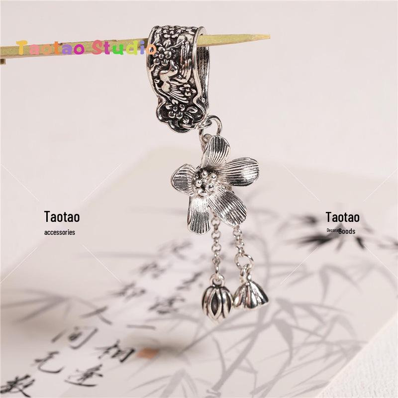 Three-Way Tassel Dangle Pendant Antique Silver Crystal DIY Bracelet Necklace Accessories