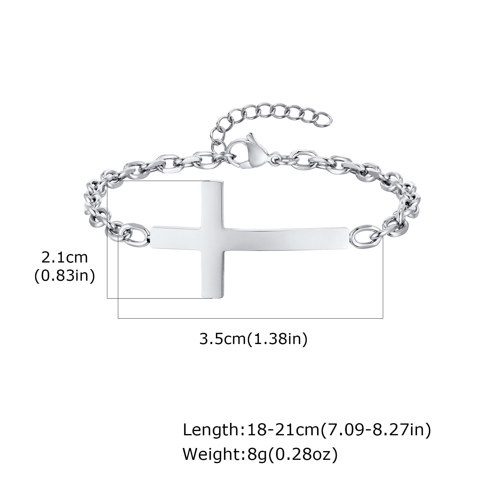 

Vnox Stainless Steel Mens Cross Bracelets, Adjustable Rolo Link Chain Wristband, Christ Faith Jewelry Gift