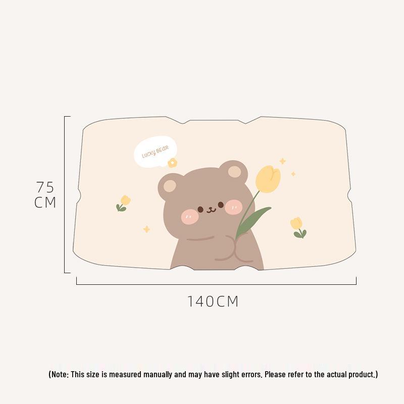 Cute Cartoon Bear & Rabbit Car Sunshade - Creative Summer Windshield Heat Insulation & UV Protection