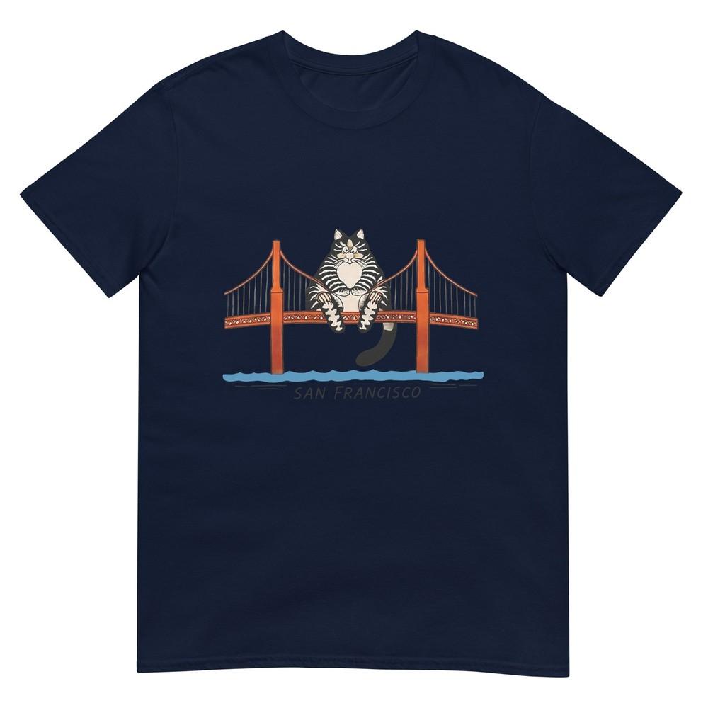 San Francisco Cat Golden Gate Bridge Book Lover Tshirt S
