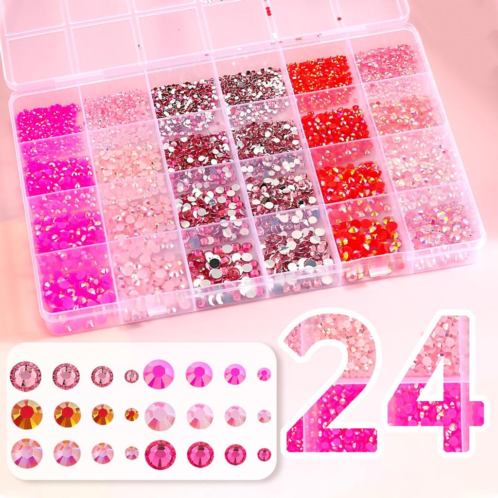 Fluorescent AB Resin Flat-Back Rhinestones for Nail Art - Mixed Sizes