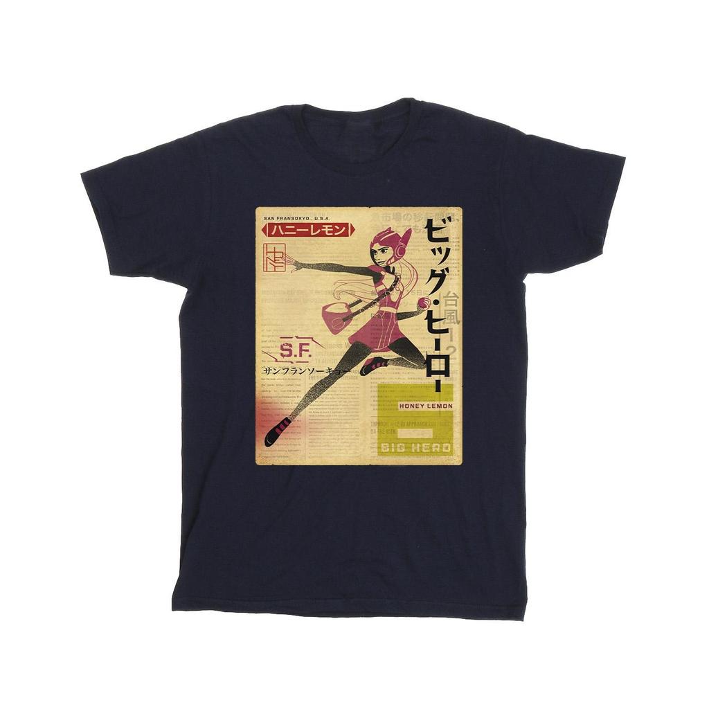 Disney Mens Big Hero 6 Baymax Honey Lemon Newspaper T-Shirt