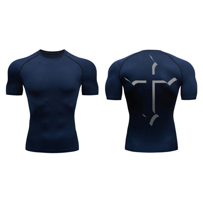 Cross Print Compression Shirt for Men Christian Sporty Quick Dry Tshirt Tees Tops Gym Workout Fitness Undershirts Baselayers