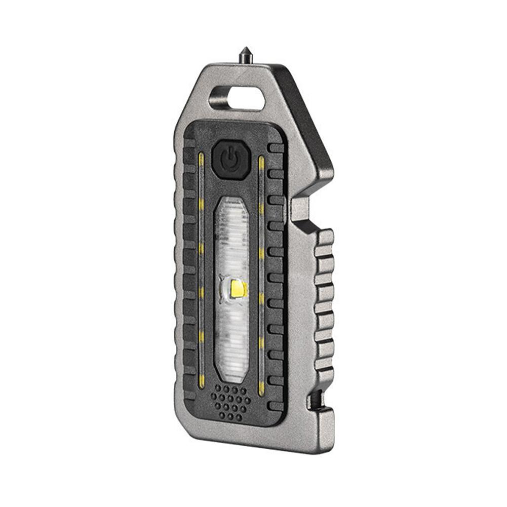 Multifunctional Keychain Light Outdoor Emergency Survival Whistle Bottle Opener Broken Window Hammer Night Riding Warning Light