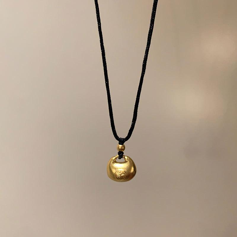 

Песочно-золотая тыква, маленькая толстая подвеска с благословением, плетеная веревка, ожерелье для женщин, новая китайская ретро-легкая роскошная универсальная цепочка на шею, цепочка для свитера