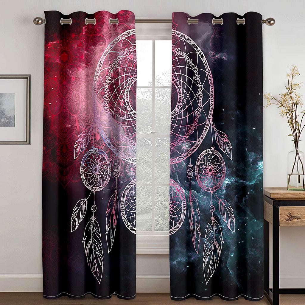 Traumfänger Bedruckte Webvorhänge Zwei unabhängige Vorhänge Links und Rechts Verdunklungsvorhänge für Schlafzimmer