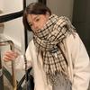 Scarf women's autumn and winter versatile thickened warm neck protection plaid scarf high-end knitted new model