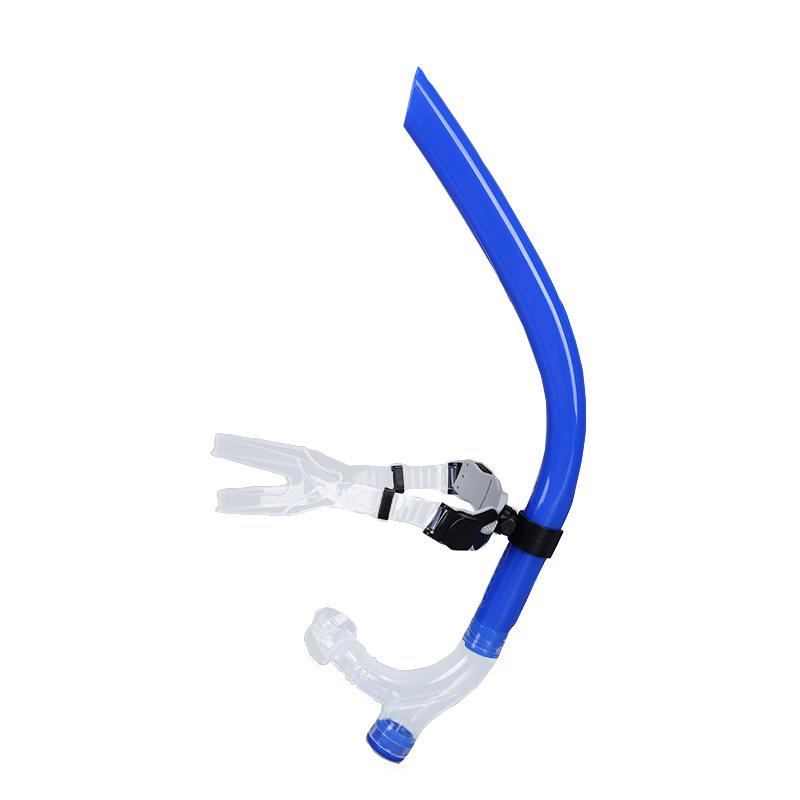 swim training snorkel adult front head snorkel adjustable headband Front Head Silicone Snorkel Swim Training Breathing Tube синий