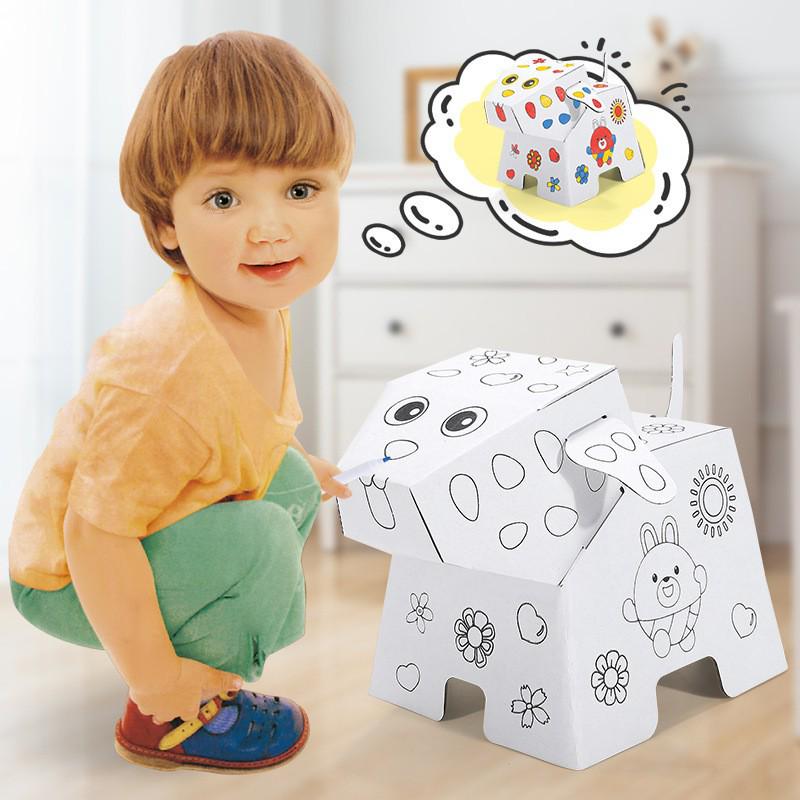 3D Animal Puzzle DIY Cardboard Painting Kit – Educational Toy for Children