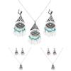 Women's Vintage Bohemian Style Tassel Hook Earrings and Necklace Jewelry Set 74GR