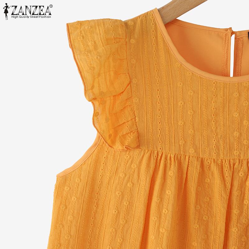 ZANZEA Women Summer Round Neck Sleeveless Casual Crochet Tank Tops