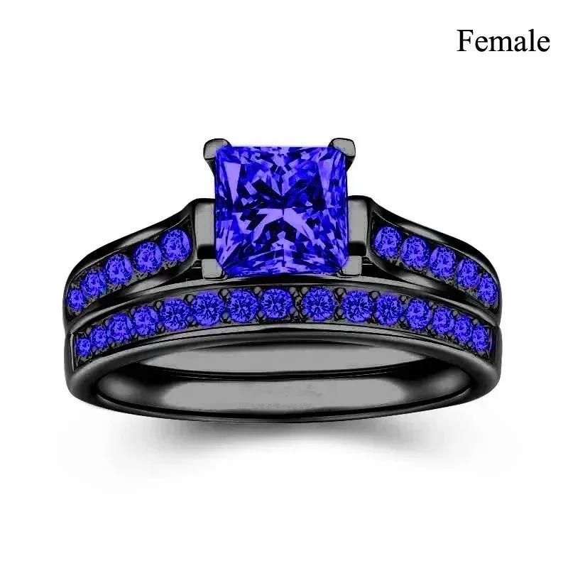 Charm Partnerringe Romantische Damen Rote Strassringe Set Trendige Herren Edelstahl Keltischer Drachenringe Ehering Schmuck