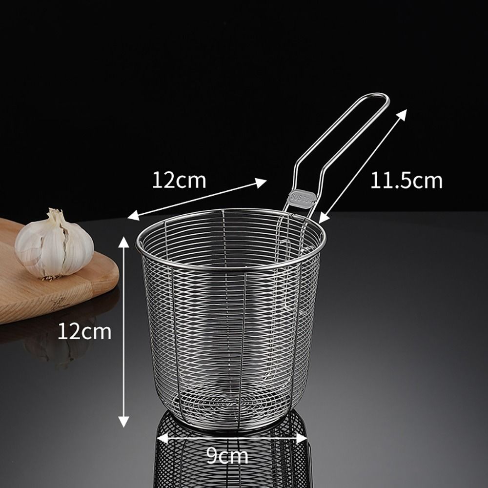 1Pcs 304 Stainless Steel Strainer Mesh with Handle Chip Filter Fryer Durable Deep Frying Basket