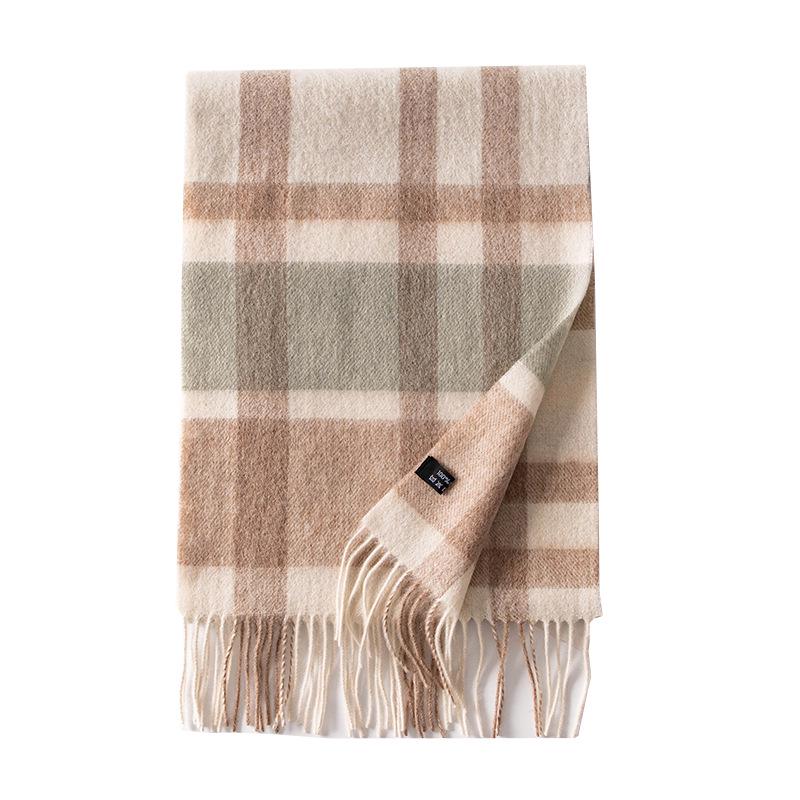Elegant Women's Wool Plaid Scarf: Sun Protection & Warm Tassel Shawl