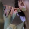 S925 Silver Needle Geometric Square Stud Earrings Female Retro French Internet Celebrity Contrasting Earrings Mori Simple Earrings