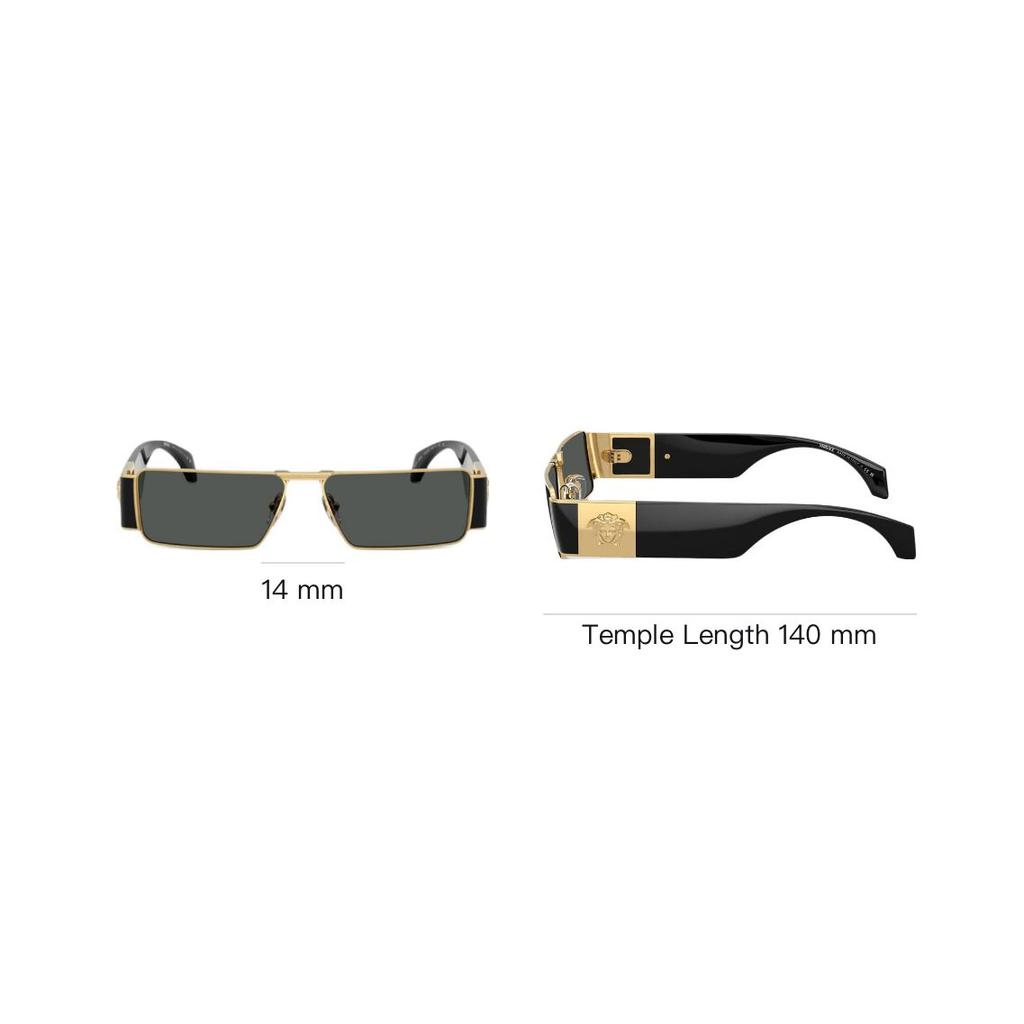 Versace Metal Rectangular Sunglasses Men Sunglasses Black Gold O2286-O10028757_ONUL