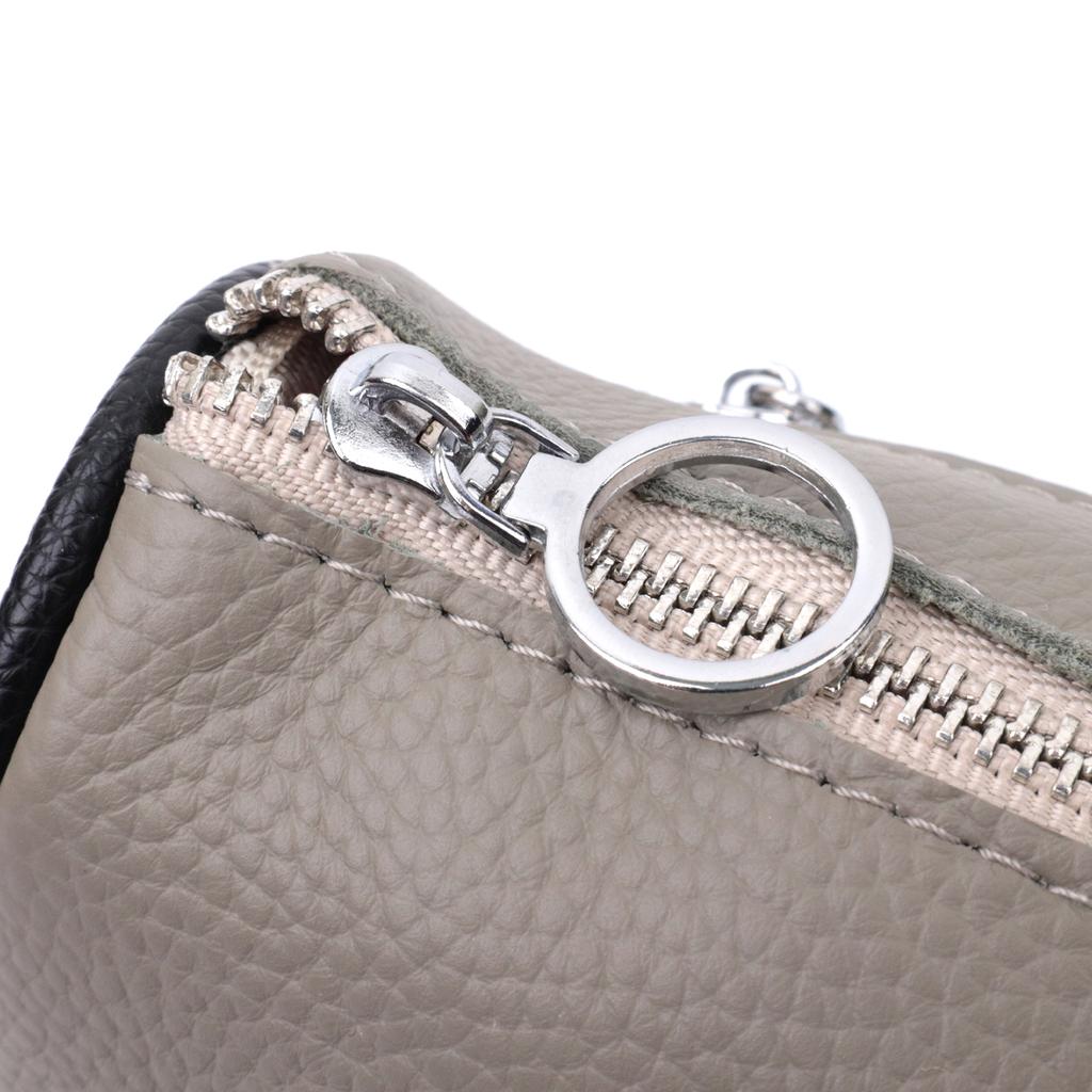 Beautiful Women's Bag with Embroidery On the Front Side Made of Genuine Leather Vintage 22626 Gray