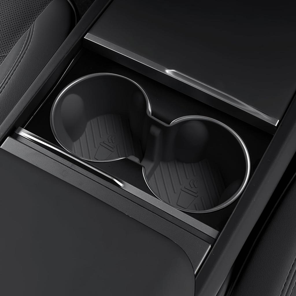 FDAIUN Car Cup Holder Coaster Mat Silicone Pad Fits Tesla Model Y Juniper Tesla Model 3 2025 Rubber Mat Vibration Reduction Silica Gel Custom Interior