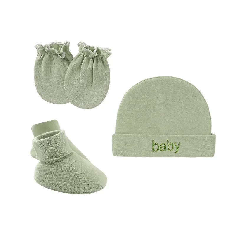 Non-Toxic Newborn Hat+Gloves+Socks Set For Baby Children&Children Cotton Fall Casual Pography Props Soft Headwear Infant Nightcap Fashion