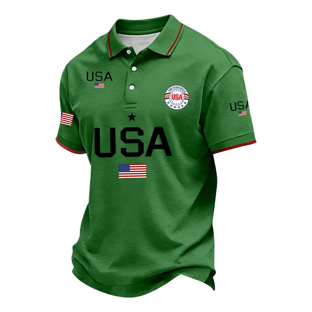 Men's Loose And Casual Flag-print T-shirt, Short Sleeve Shirt