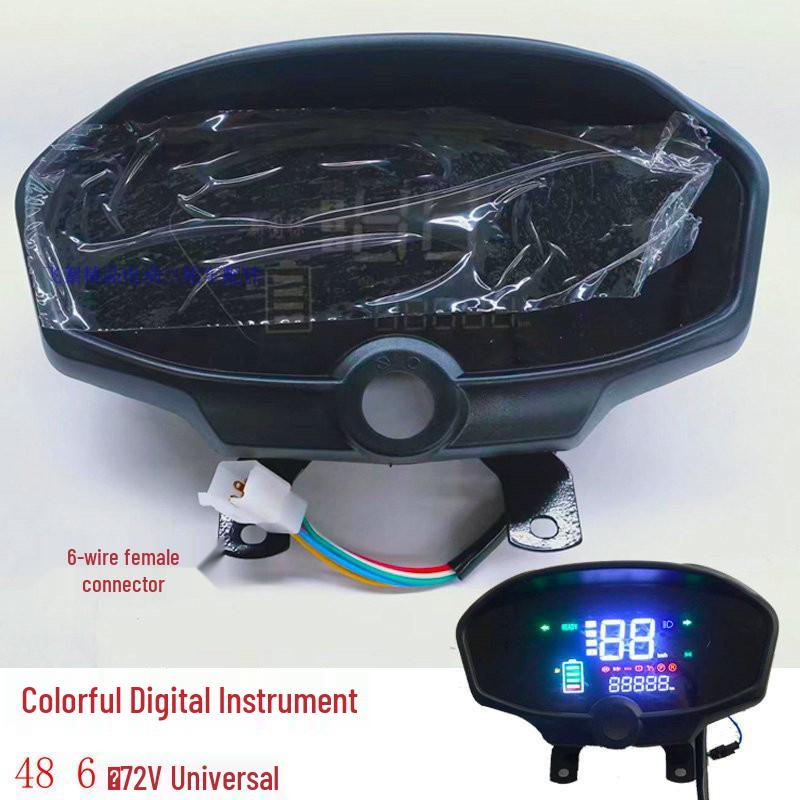 Universal LCD Electric Tricycle Dashboard: 60V/48V/72V Battery Level, Speed, and Mileage Display