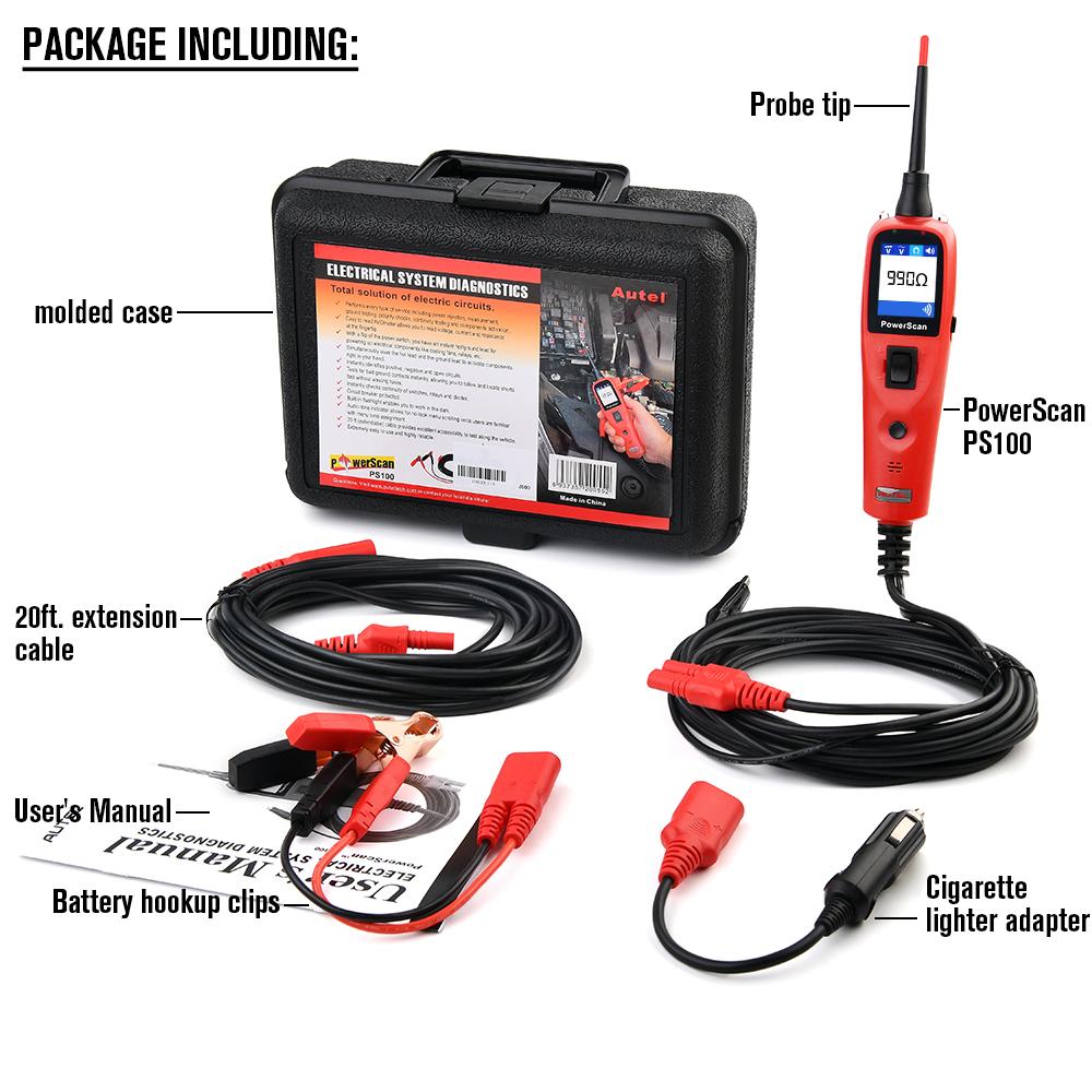 Autel PowerScan PS100 Power Circuit Probe Tester 12V 24V Digital Voltage Automotive Circuit Tester Car Diagnostic Test Tool