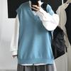 Men Sweater V Neck Solid Color Sleeveless All Match Spring Sweater for School
