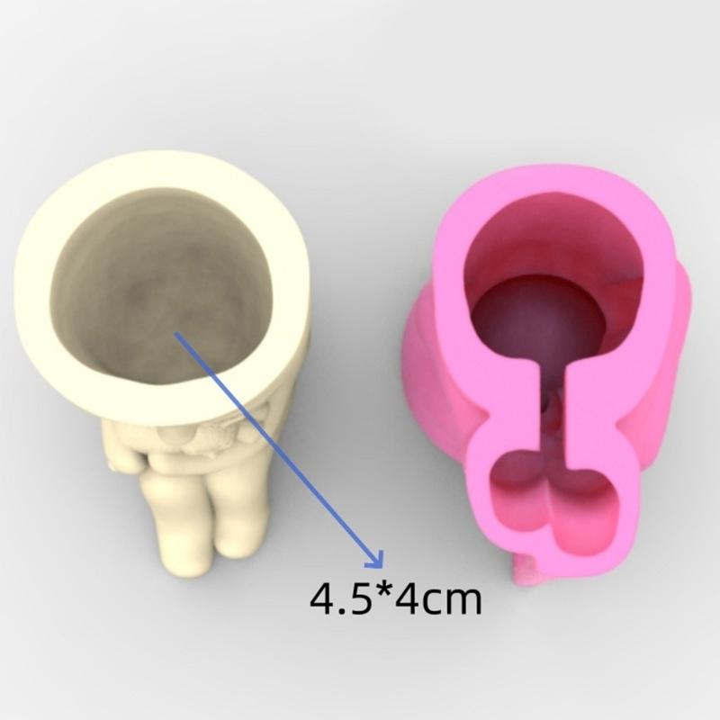 Child & Flower Silicone Molds Pen Holder Epoxy Resin Mold Succulent Planter Making Tool for Crafts