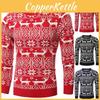Klassischer Slim Fit Herren Weihnachts-Pullover mit O-Ausschnitt und Schneeflocken-Design