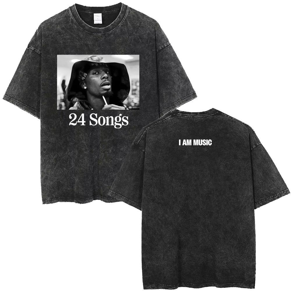 Camiseta Retro Lavada con Logo de Playboi Carti I AM MUSIC, Camiseta Opium Ken Carson Homixide Gang Antagonist, Camiseta 2156
