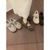 Leopard Print Fluffy Shoes To Keep Warm Outside Mary Jane Velvet Cotton Ladyshoes