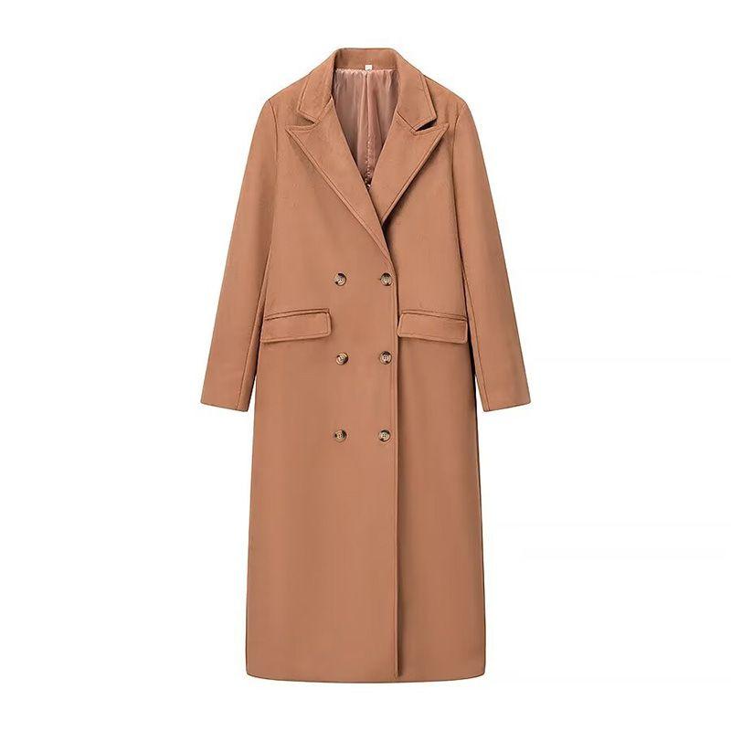 

Breaking Track American British Retro Style Loose Suit Collar Suede Texture Large Overcoat Coat and Trench Coat Light brown L