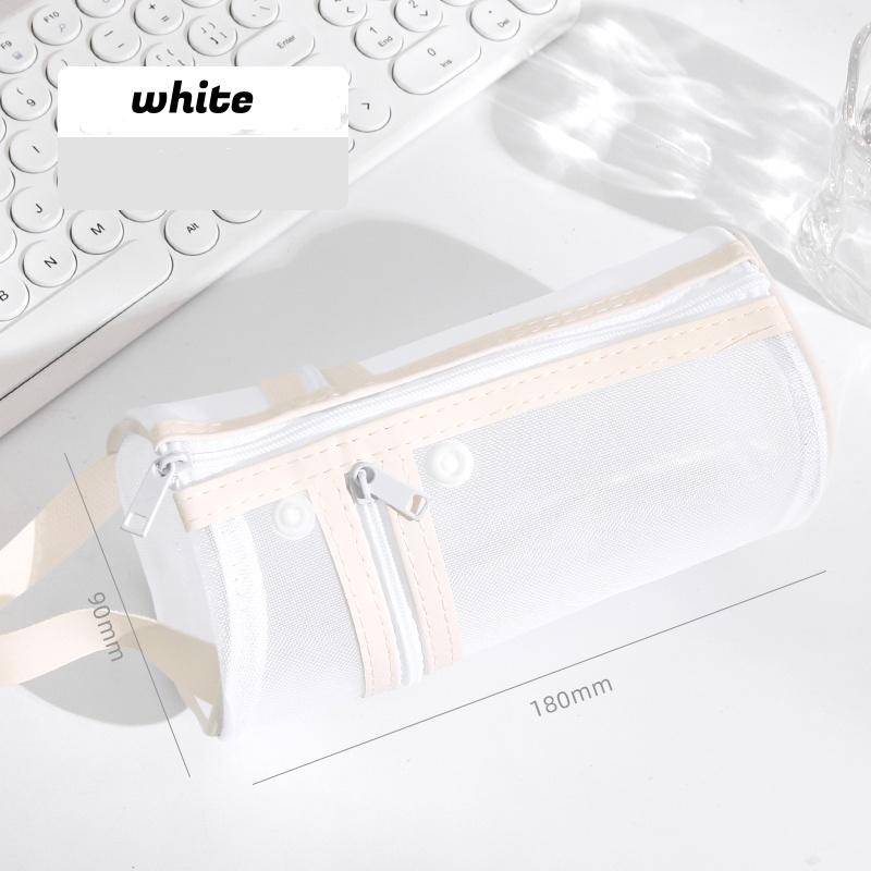 Transparent Mesh Pencil Holder Pen Case Handbag Large Capacity for School Office Stationery