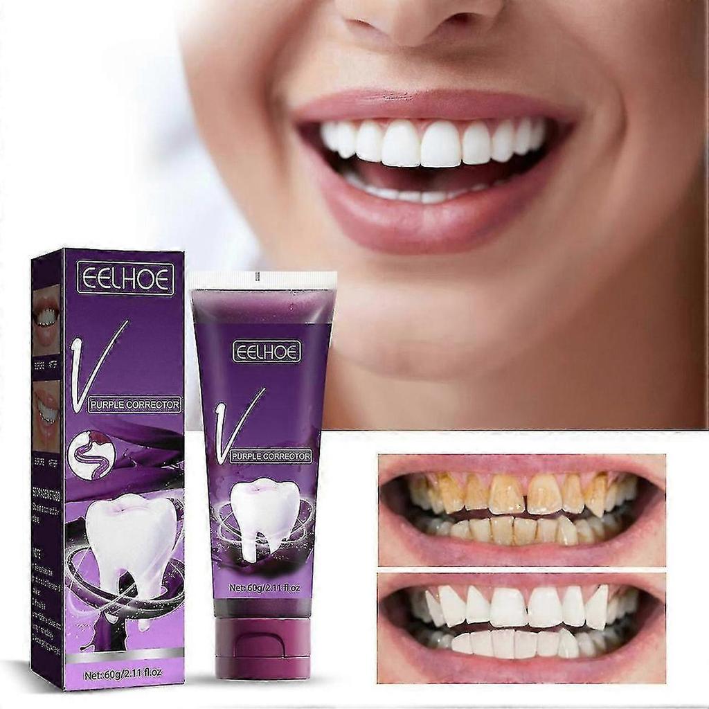 3PCS V34 Purple Toothpaste Mousse Teeth Cleaning Whitening Toothpaste Yellow Teeth Removing Tooth Stains Oral Cleaning Hygiene NEW