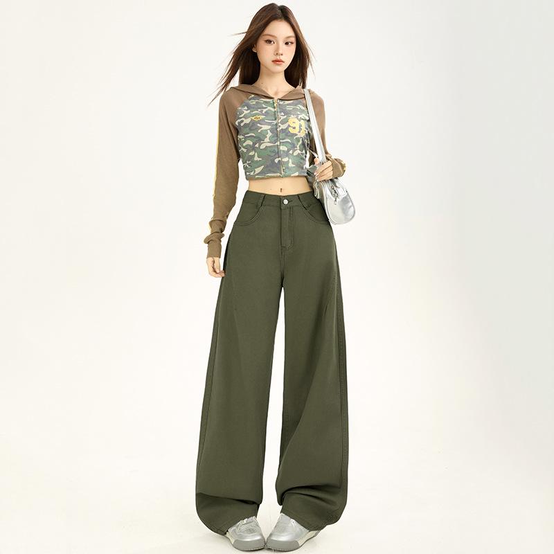 American Retro High-Rise Scimitar Jeans - Women's Autumn Wide-Leg Slimming Pants