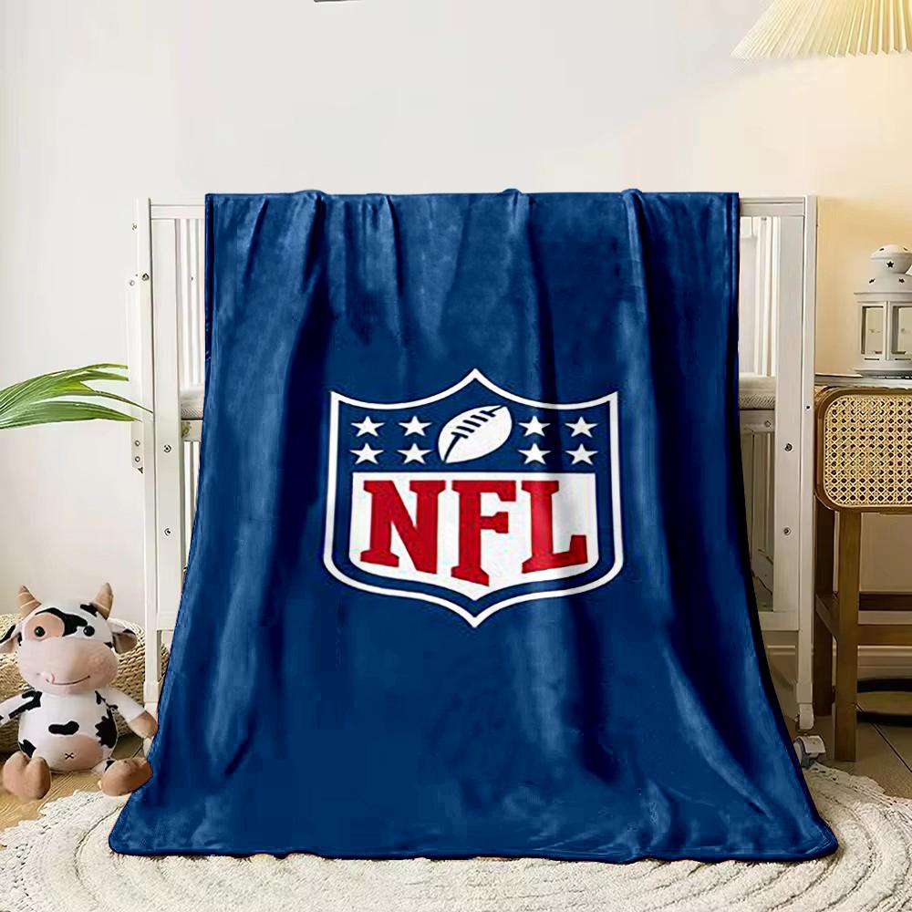 NFL Logo Design In Blue and White Theme Flannel Blanket for Bedroom, Living Room, Sofa, and Nap Sofas.