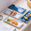 Rectangular Ceramic Dinner Plate Steak Dessert Japanese Style Sushi Porcelain Plates Kitchen Dining Room Tableware Set
