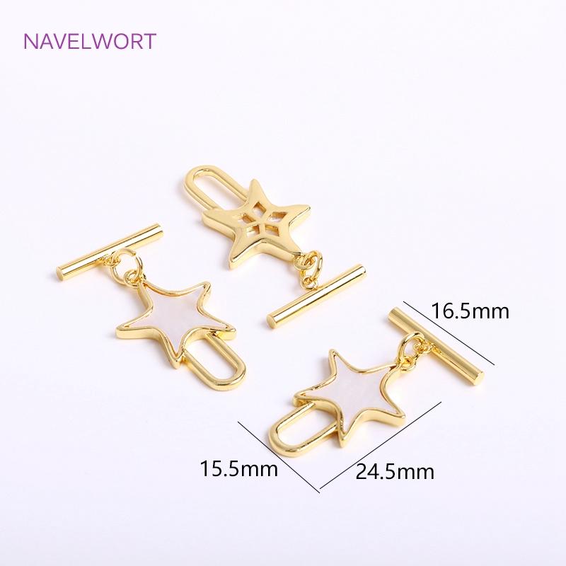 Trendy Natural Shell Pentagram OT Clasps,18K Gold Plated Star Toggle Clasps Connector For Bracelet Necklace Making Accessories