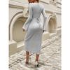 Women's Waist-closing V-neck Long-sleeved Hip-covered Dress