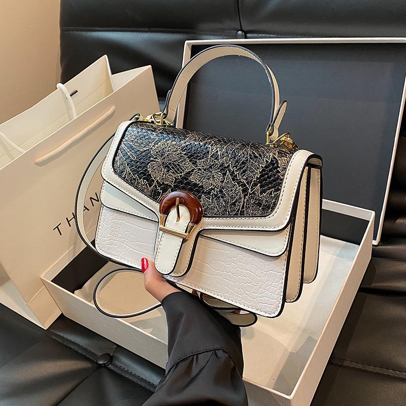 Women Satchels Vintage Serpentine Pattern Square Handbags Portable Flap Shoulder Bags Casual Commute Crossbody Bag for Ladies